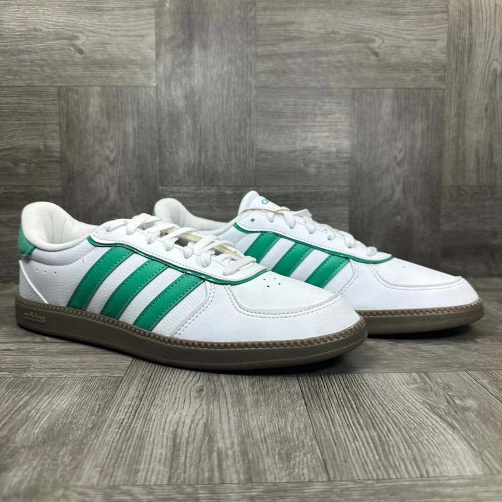 Adidas Breaknet Sleek Cloudfoam Women 8.5 White Green Gum Leather NEW ID6288 - Picture 2 of 10